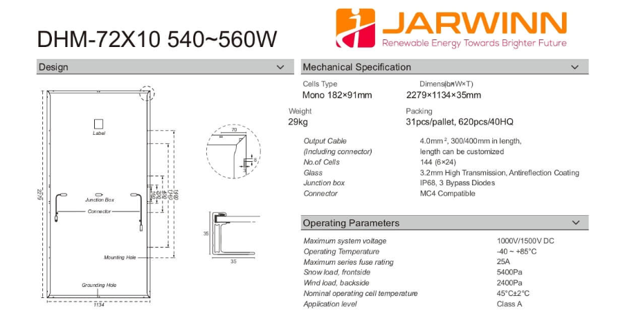 Panel Surya Half Cell DHM-72X10 540W–560W